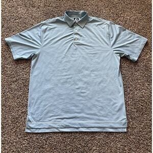 Footjoy FJ Polo Shirt Mens Size XL Blue Striped Short Sleeve Golf Casual Stretch